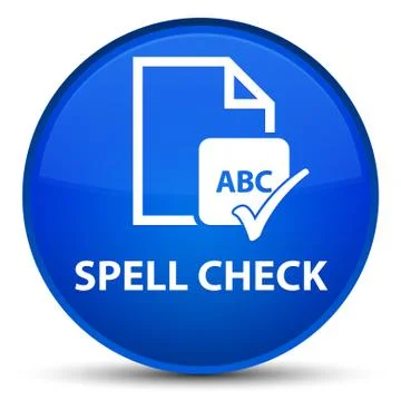 Spell check document special blue round button Illustrazione stock