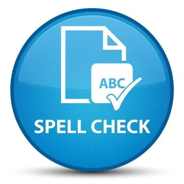 Spell check document special cyan blue round button イラスト素材