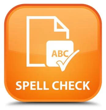 Spell check document special orange square button 스톡 일러스트