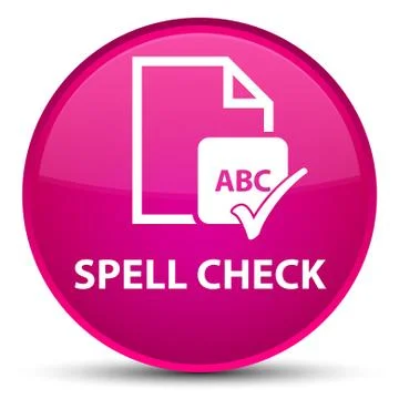 Spell check document special pink round button Stock Illustration