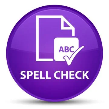 Spell check document special purple round button Ilustração Stock