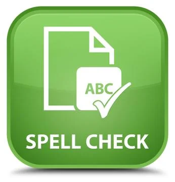 Spell check document special soft green square button Ilustração Stock