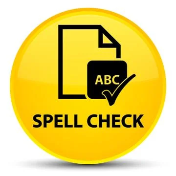 Spell check document special yellow round button Ilustração Stock