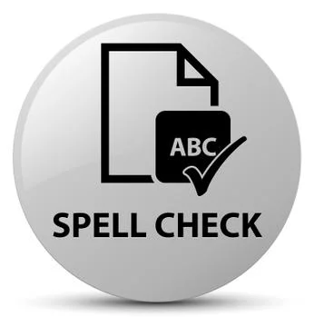 Spell check document white round button Illustrazione stock