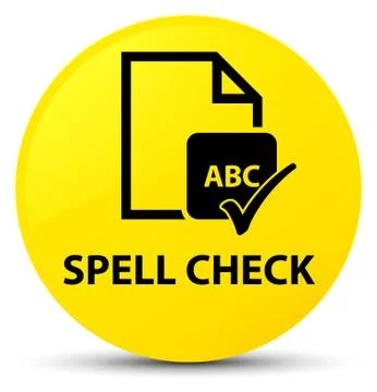 Spell check document yellow round button Stock Illustration