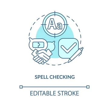 Spell checking blue concept icon Stock Illustration