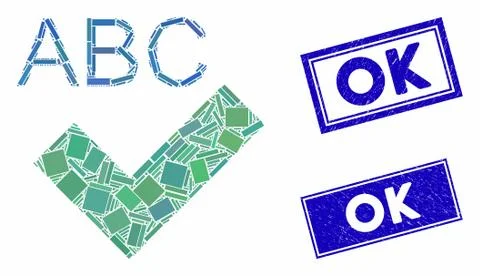 Spell Checking Mosaic and Grunge Rectangle Stamp Seals Illustrazione stock