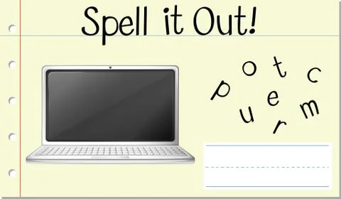 Spell english word computer Ilustração Stock