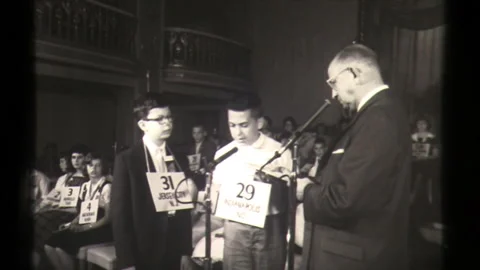 Spelling Bee Opens, School Children Compete in Academic Competition Stock Footage 130712612