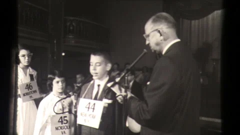 Spelling Bee Opens, School Children Compete in Academic Competition Stock Footage 130712755