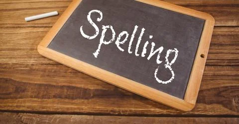 Spelling on blackboard 스톡 사진