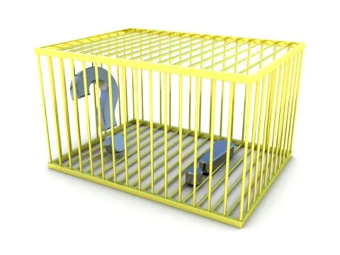 Spelling characters in a cage Stock Illustration