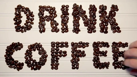 Spelling Drink Coffee with Coffee Beans Stock Footage 72779172