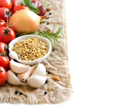 Spelt and vegetables Stock Photos
