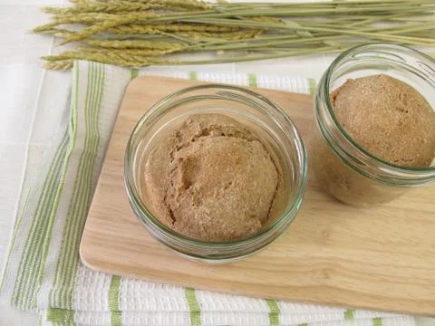 Spelt bread baked in jar Stock Photos