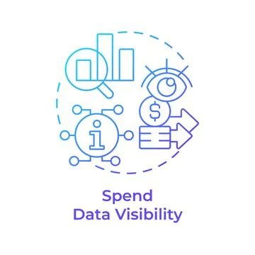 Spend data visibility blue gradient concept icon Stock Illustration