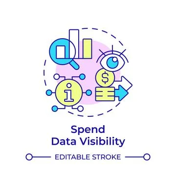 Spend data visibility multi color concept icon Stock Illustration