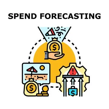 Spend forecasting concept predicting future expenses and budget Stock Illustration