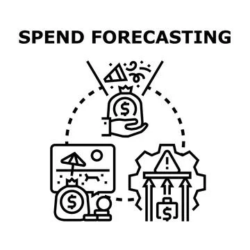 Spend forecasting concept predicting future expenses and budget Stock Illustration