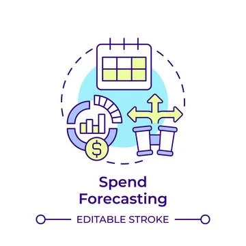 Spend forecasting multi color concept icon Stock Illustration