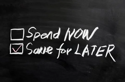 Spend now or save for later Stock-Fotos