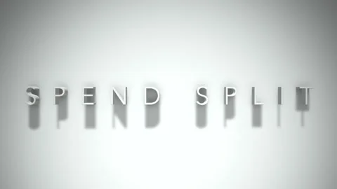 Spend split 3D title animation with shadows on a white background Stock Footage 297517524