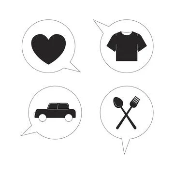 Spending categories in budget planning 2D line objects set Illustrazione stock