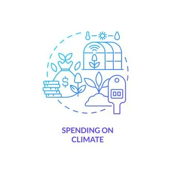Spending on climate blue gradient concept icon Stock Illustration