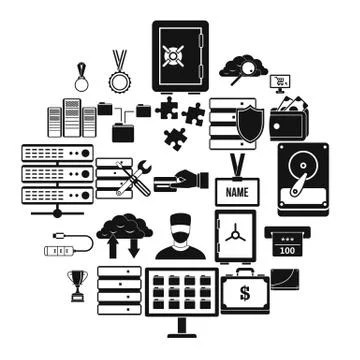 Spending icons set, simple style Stock Illustration
