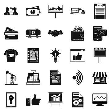 Spending icons set, simple style Illustrazione stock