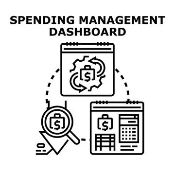Spending management dashboard analyzing financial budget process Stock Illustration