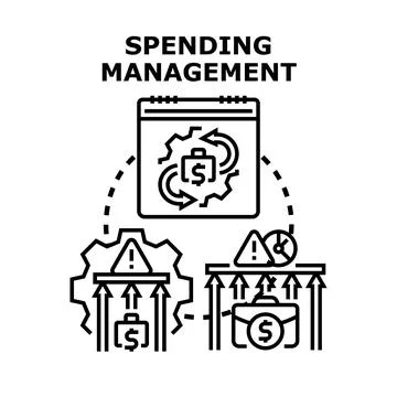 Spending management system planning budget and financial analysis Stock Illustration
