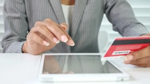 Spending money on internet security numbers and registration or debit Stock Footage 265931143