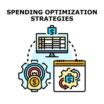 Spending optimization strategies planning and financial management Stock Illustration