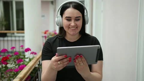 Spending quality time together video chatting, talking on tablet pc chat Stock Footage 137630812
