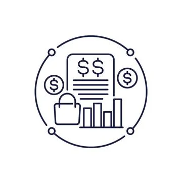 Spending report icon in line design 库存插图