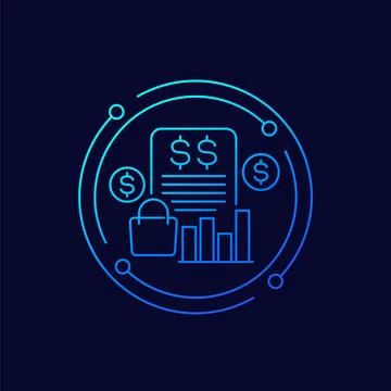 Spending report icon, linear vector design Stock Illustration