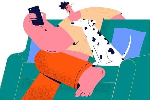 Spending time at home with pet concept Stock Illustration