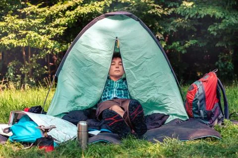 Spending a vacation on camping Foto stock