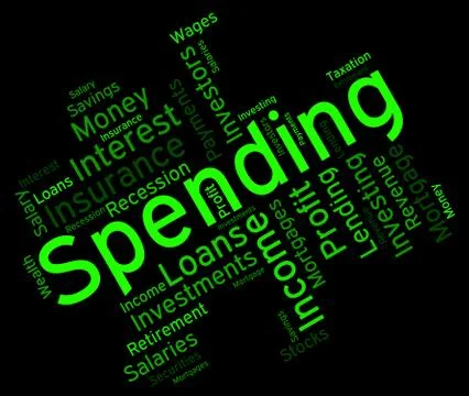 Spending Word Represents Commerce Bought And Purchasing Иллюстрация