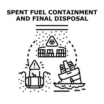 Spent fuel containment and final disposal concept Illustrazione stock
