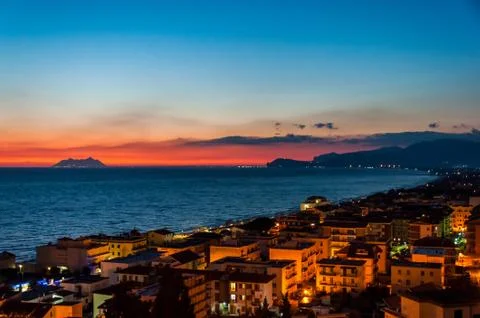 Sperlonga view at sunset Stock Photos