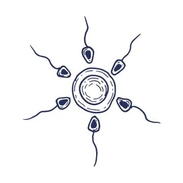 Sperm and egg cell hand drawing Stock Illustration