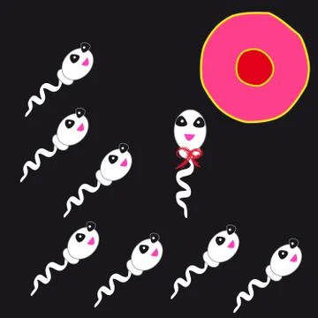 Sperm on black background Stock Illustration