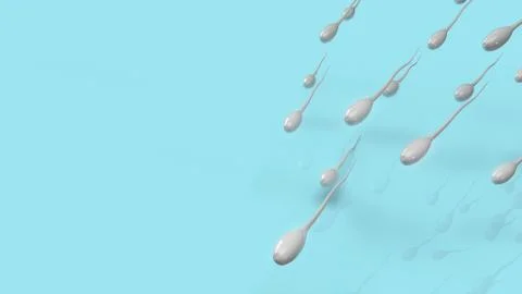 Sperm on blue background for sci content 3d rendering. Stock Illustration