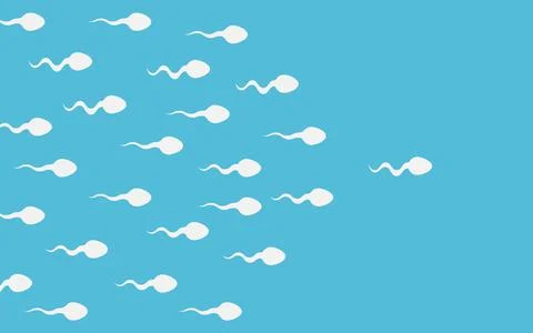 The sperm cell leader . Active sperm cells swim to the egg. Background of mov Stock Illustration