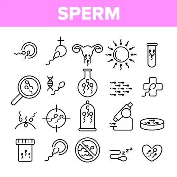 Sperm Cells Vector Thin Line Icons Set Ilustración de archivo