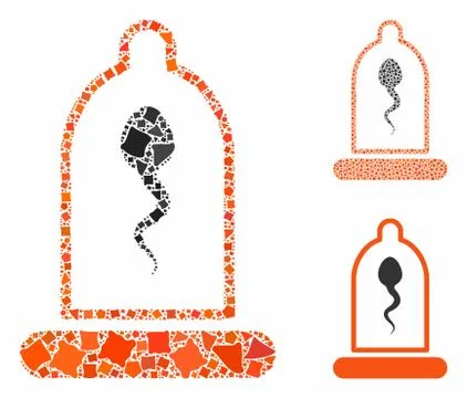 Sperm in condom Composition Icon of Raggy Pieces Stock-Illustration