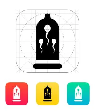 Sperm in Condom icon. Stock Illustration