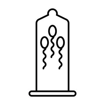 Sperm in condom line icon. vector illustration isolated on white. outline style Stock-Illustration